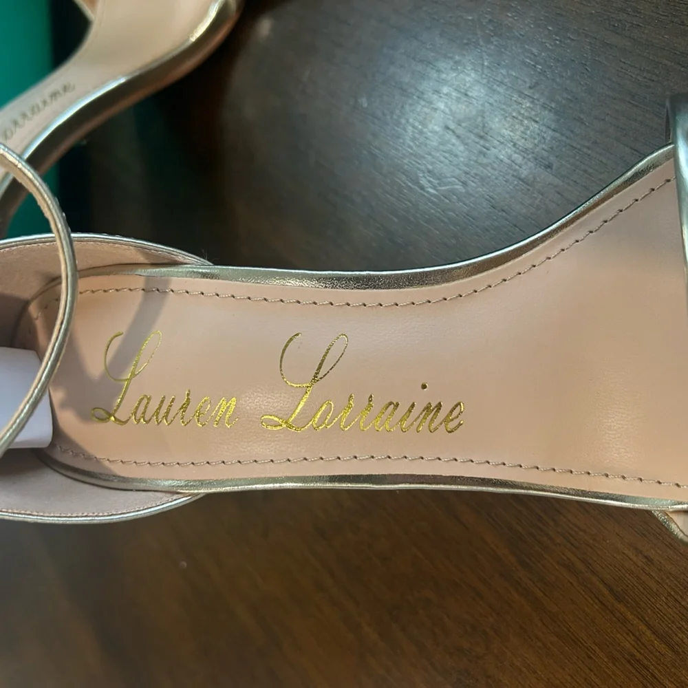 Lauren Lorraine Gold Crystal Embellished Heels